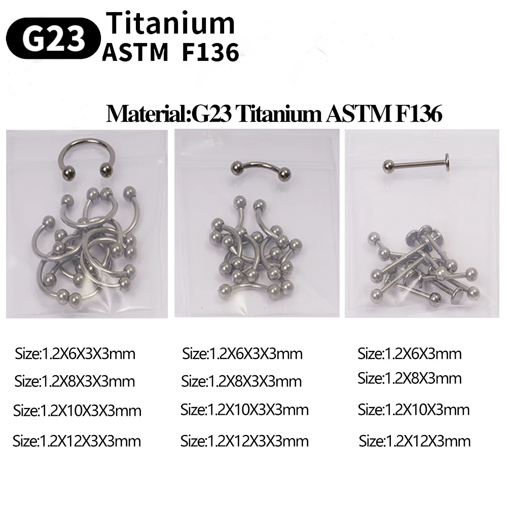 Eyebrow Piercing Jewelry Labret Lip Stud G23 Titanium Septum Piercing Nose Ring C rod Body Jewelry For Women 10PCS Piercing Jewelry