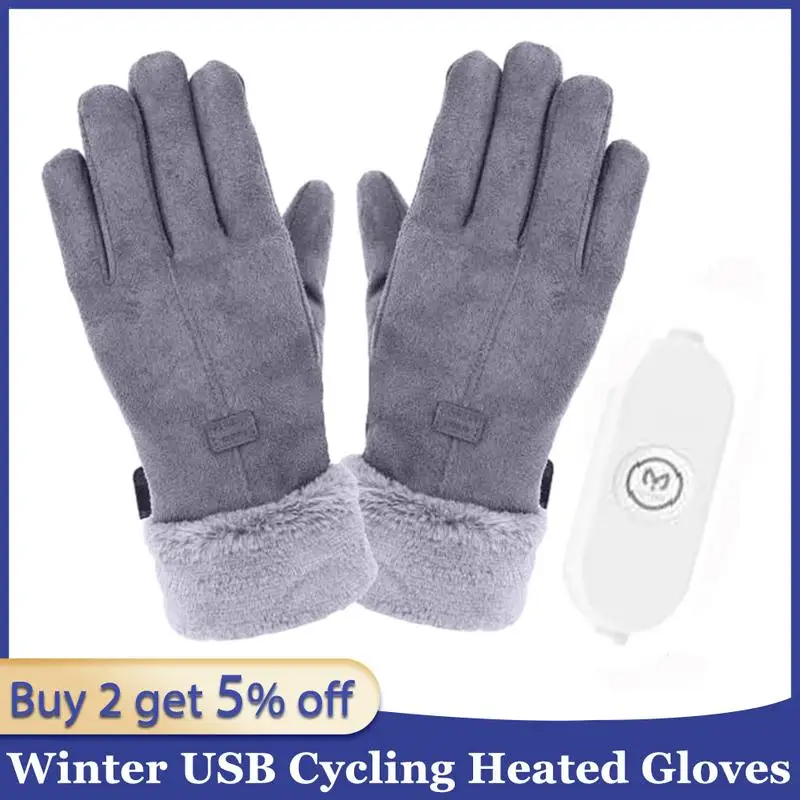 

USB Heated Work Gloves Battery Heated Soft Ski Gloves Soft Heated Gloves Liners Rechargeable Gloves For Running Climbing Riding