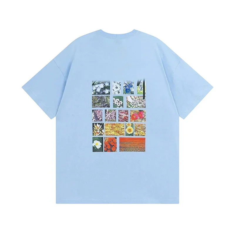 

24SS Flower Printed Oversized Short Sleeve Tee Limited Edition Lovers T-shirt Unisex T Shirts For Men