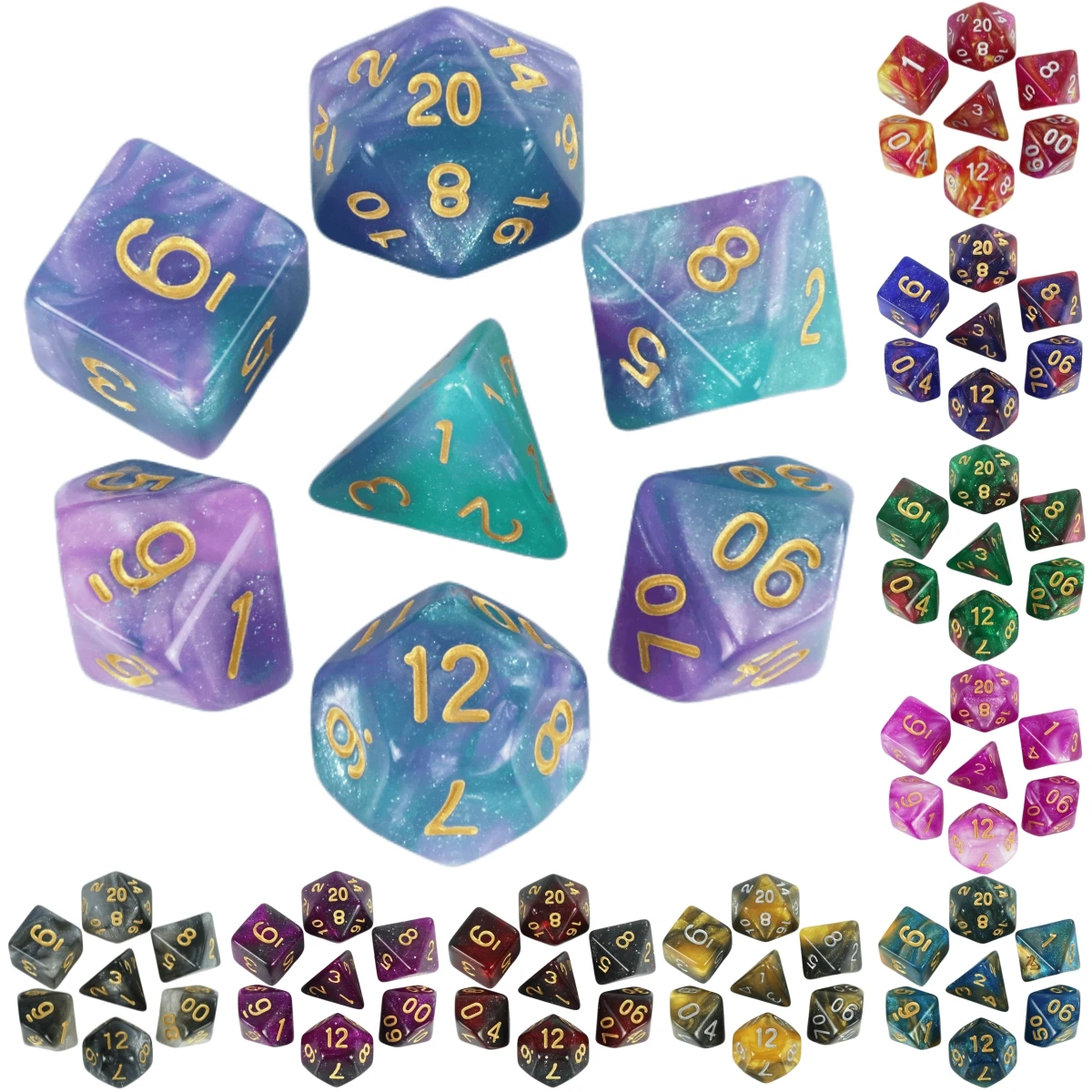 thumbnail image 1 of Juego de dados de mesa con tema de galaxia, juego de dados poliédricos, increíble efecto de universo colorido para DND, accesorios de juego de mesa, 1 of 4