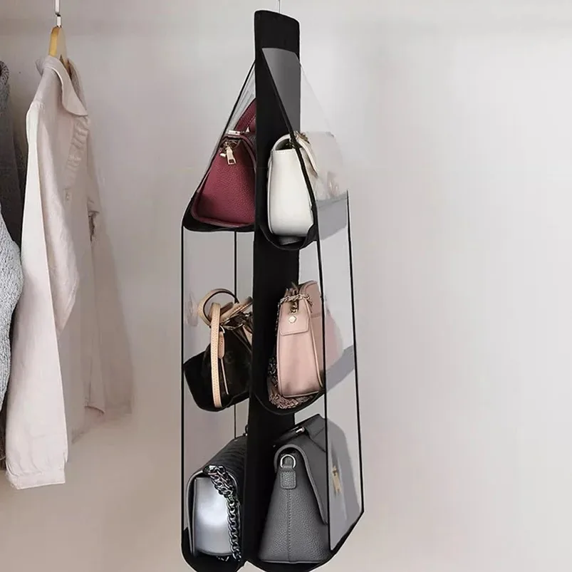 Thickened Double-Sided Multi-Layer Multi Grid Hanging Storage Bag Dust-Proof Non-Woven Fabric Handbag Organizing Bag Storage Bag 3