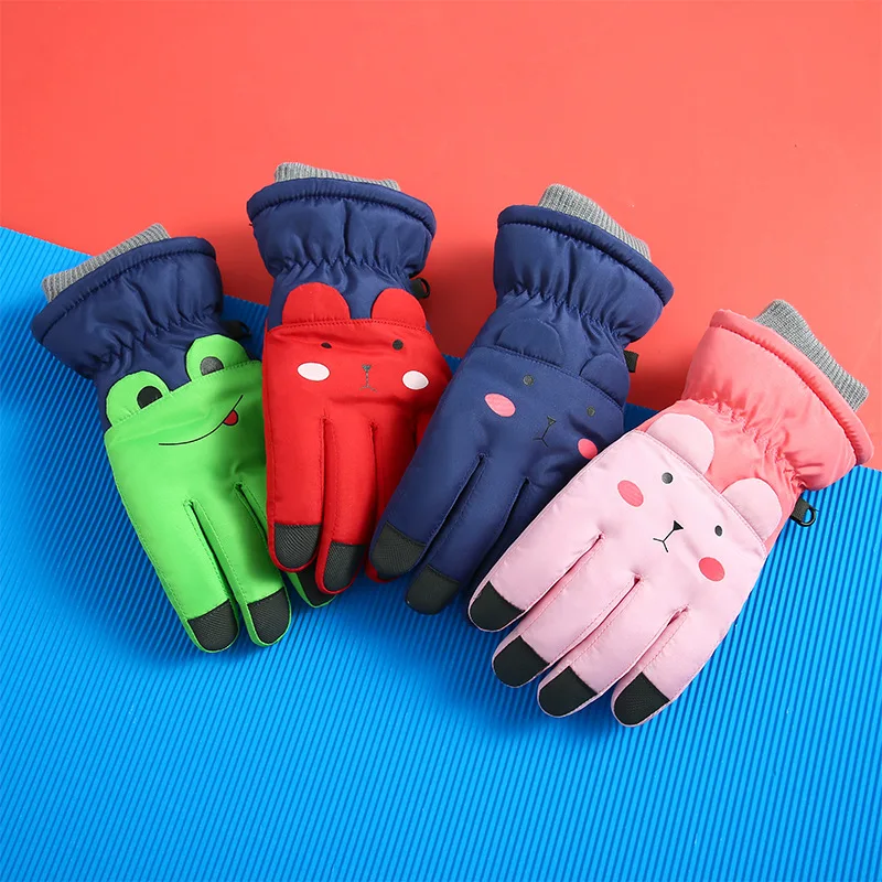

Winter Ski Gloves Kids Outdoor Sports Boys Girls Windproof Waterproof Warm Fleece Snowboarding Mittens Children Ski Gloves