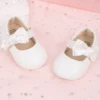 BeQeuewll Cute Bows Baby Girls Mary Jane Shoes Soft Sole First Walkers Princess Cute Soft Non-Slip Infant Baby First Walking 4