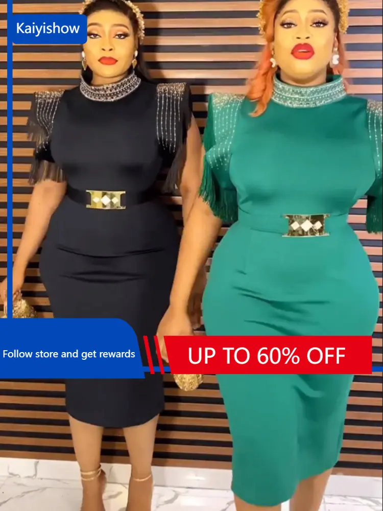 

2023 Summer Africa Clothing Evening Dresses For Women Tassel Sleeveless Bodycon Gown Dubai African Wedding Party Dress Outfit