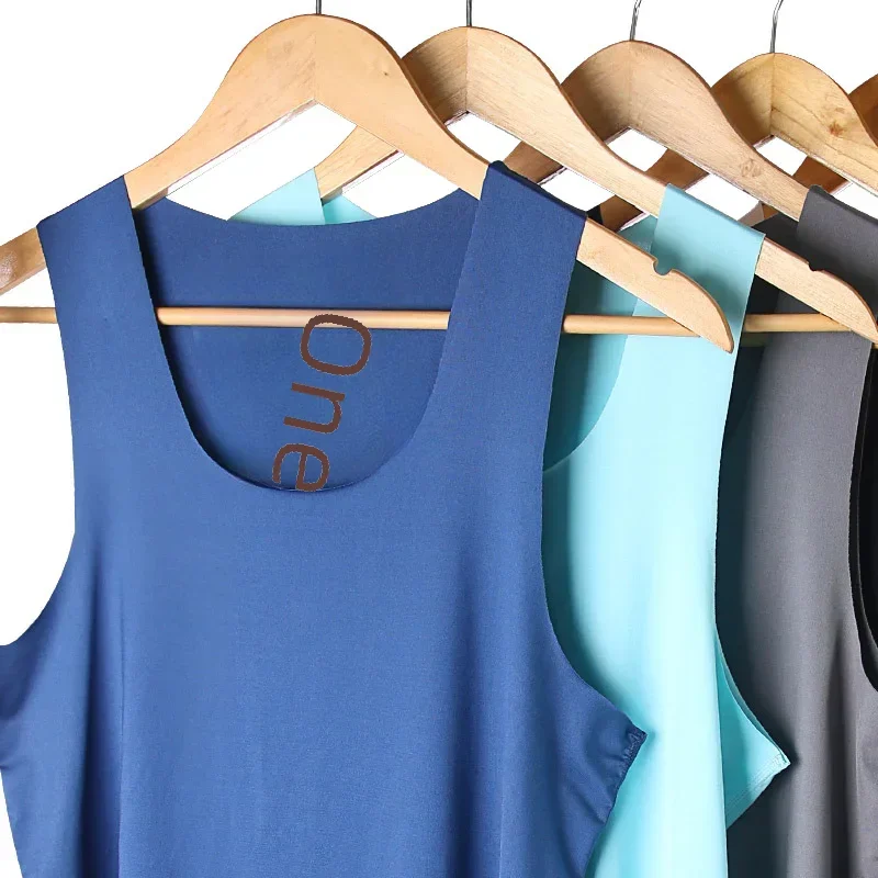 Men Summer Ice Silk Seamless Round Neck Slim Fit Sports Wide Shoulder Underwear Business Base Shirt Sweat Shirt compression t shirt men underwear