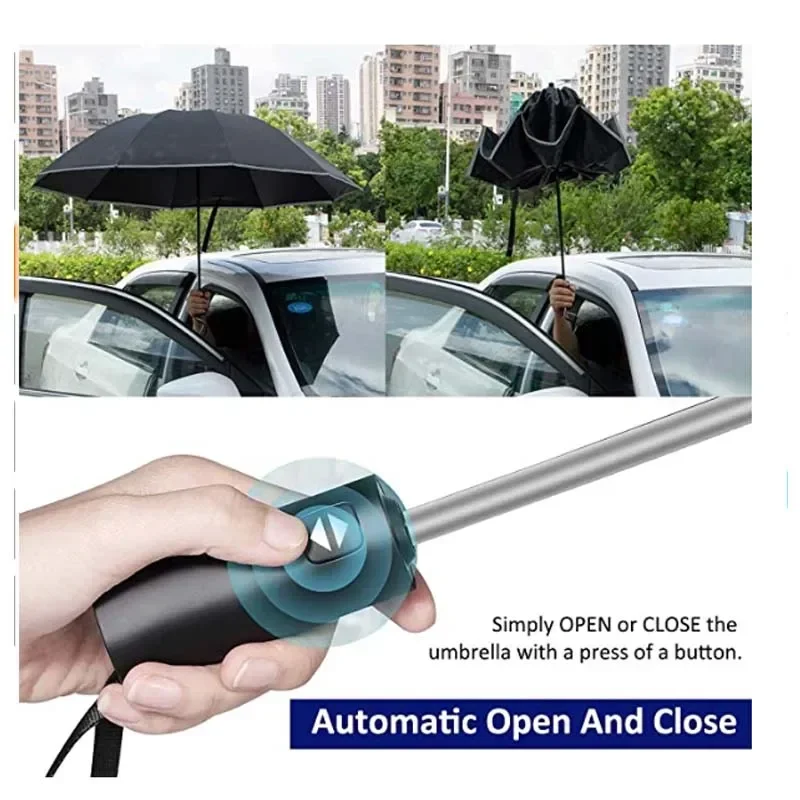 Description Picture 5 of itemFully Automatic Reverse Folding Umbrella with Windproof Reflective Stripe UV Umbrellas