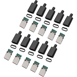 USB C Connector Male Plug DIY Soldering Kit - Enhanced Adapter Cable (Black 10 sets)