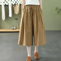 Women's Shorts Baggy Half Mid Length Female Short Pants Knee Loose Cotton Elastic Waist Wide Bermuda Cheap Kpop New in Low Price