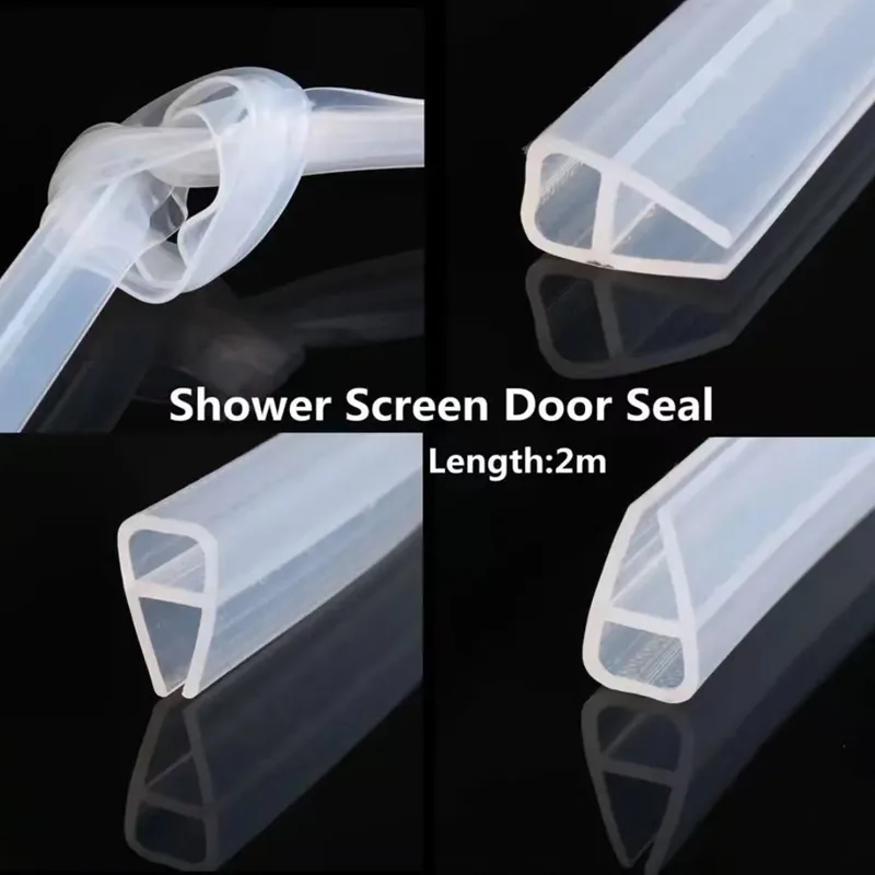 6/8/10/12mm Gap Glass Shower Door Seal Strip Rubber Bathroom Shower Door Window Weather Strips Draft Stopper Bathroom Sealer