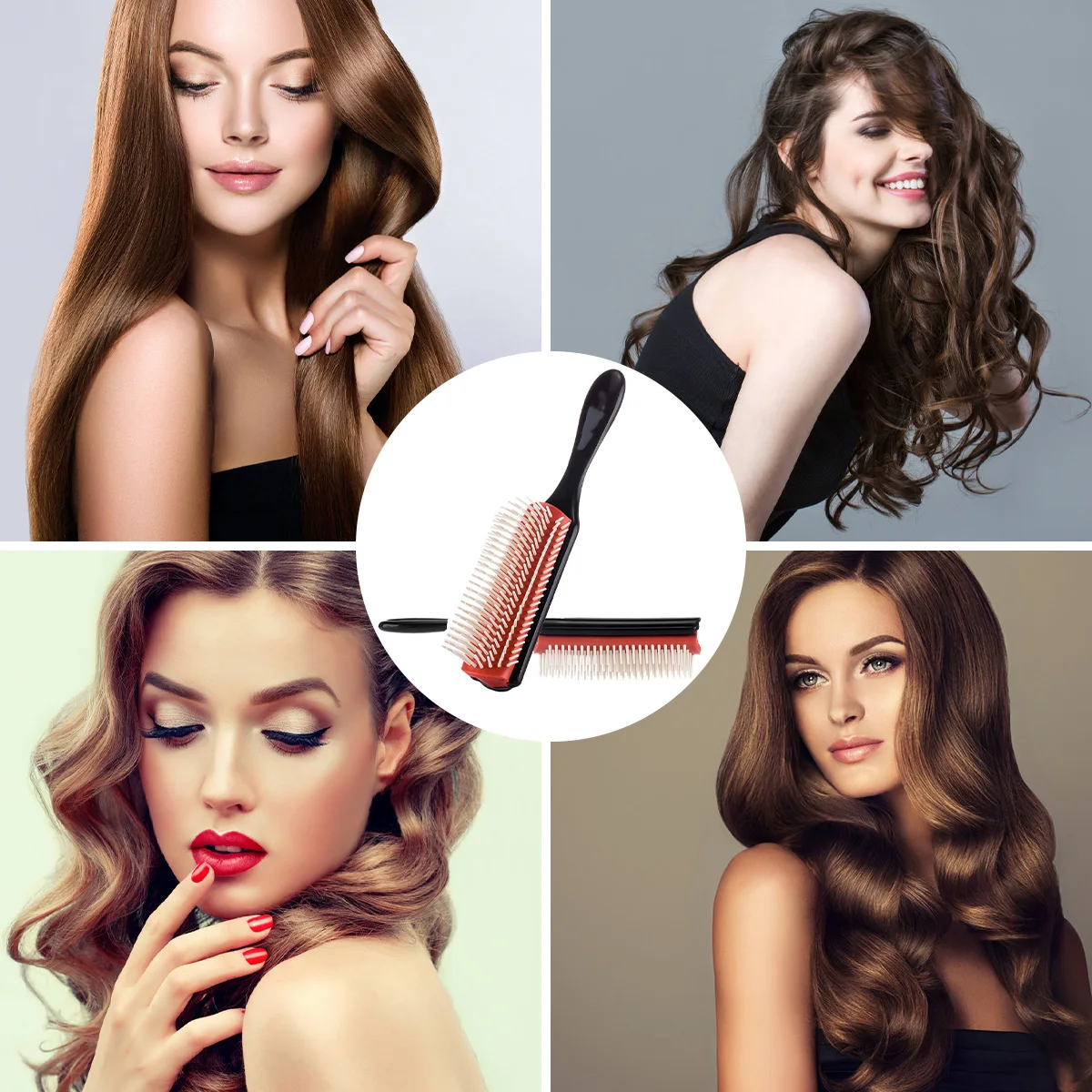 Hair Brush for Wet & Dry Hair Nylon Styling Brush Detachable Hair Comb Eliminates Knots & Reduces Breakage for All Hair Types