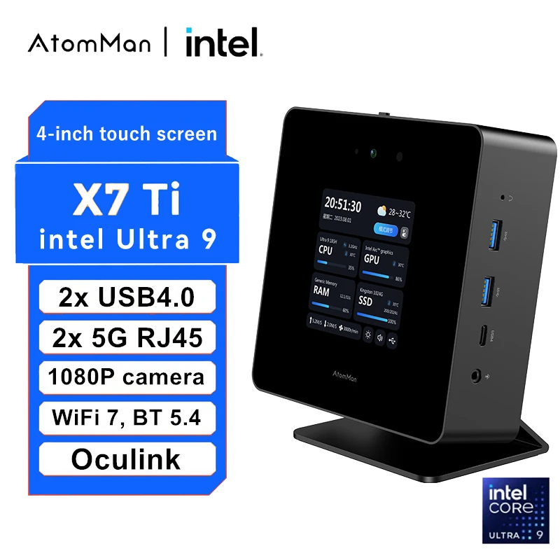 AtomMan Mini PC X7 Ti Intel Ultra 9-185H 4-calowy ekran 2