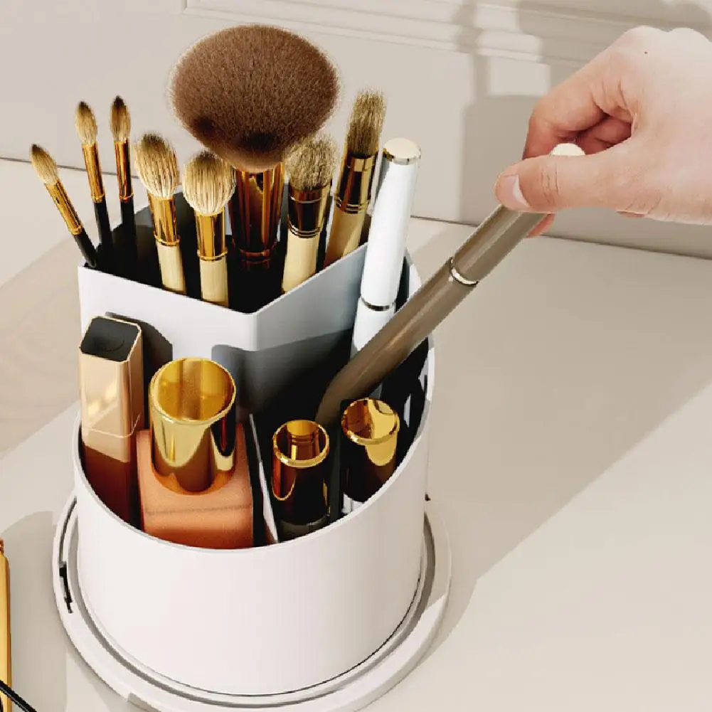 Makeup Brush Holder 360° Rotating Lipstick Eyebrow Pencil Holder Eye Shadow Storage Box Luxury Cosmetics Storage Box With Lid 4