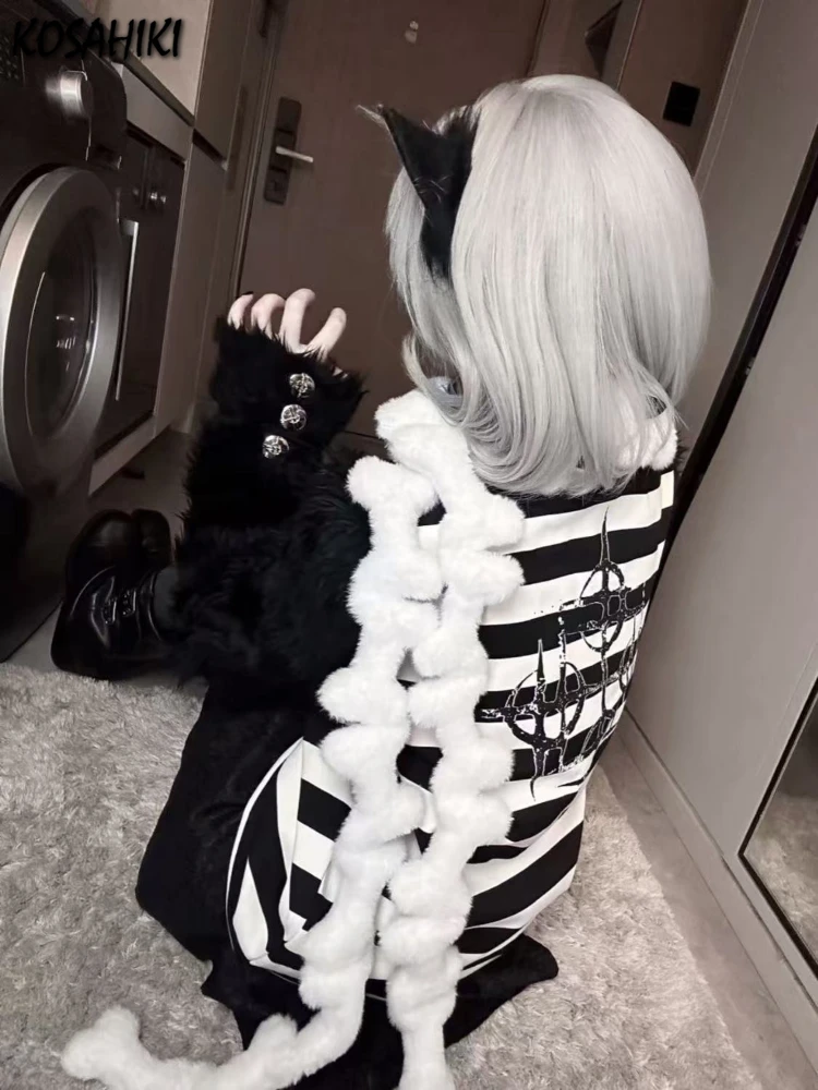 Y2k Aesthetic Furry Bone Long Scarves Streetwear Kawaii Cute Solid Color Women Scarf Winter Harajuku Fairy Grunge Neckerchief - Image 2