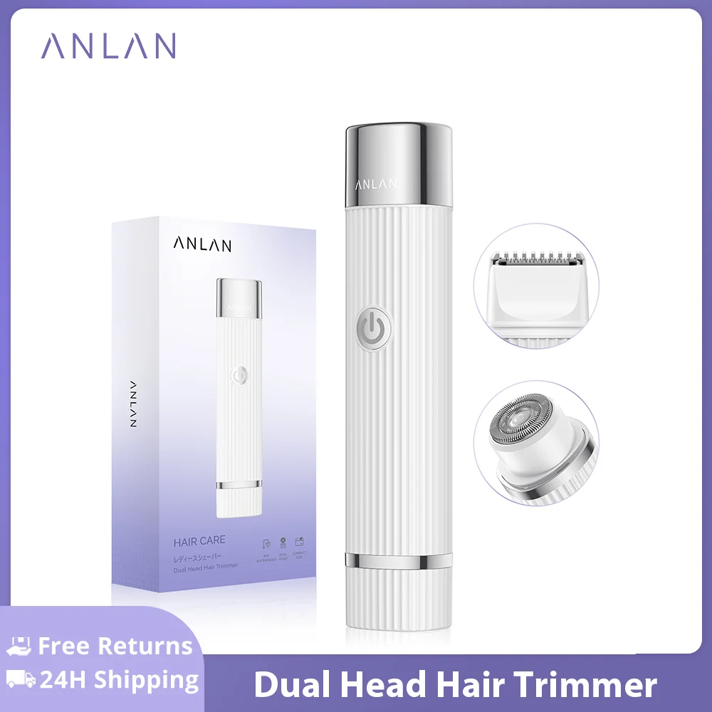 ANLAN Dual Head Hair Trimmer IPX7 Waterproof Low Noise Stainless Steel Blade 2 in 1 Body Bikini Painless Hair Remover For Women