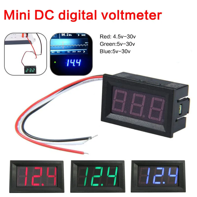 DC4.5V-30V Waterproof Digital Voltmeter Car Boat Motorcycle 0.56inch LED Display thumbnail 5