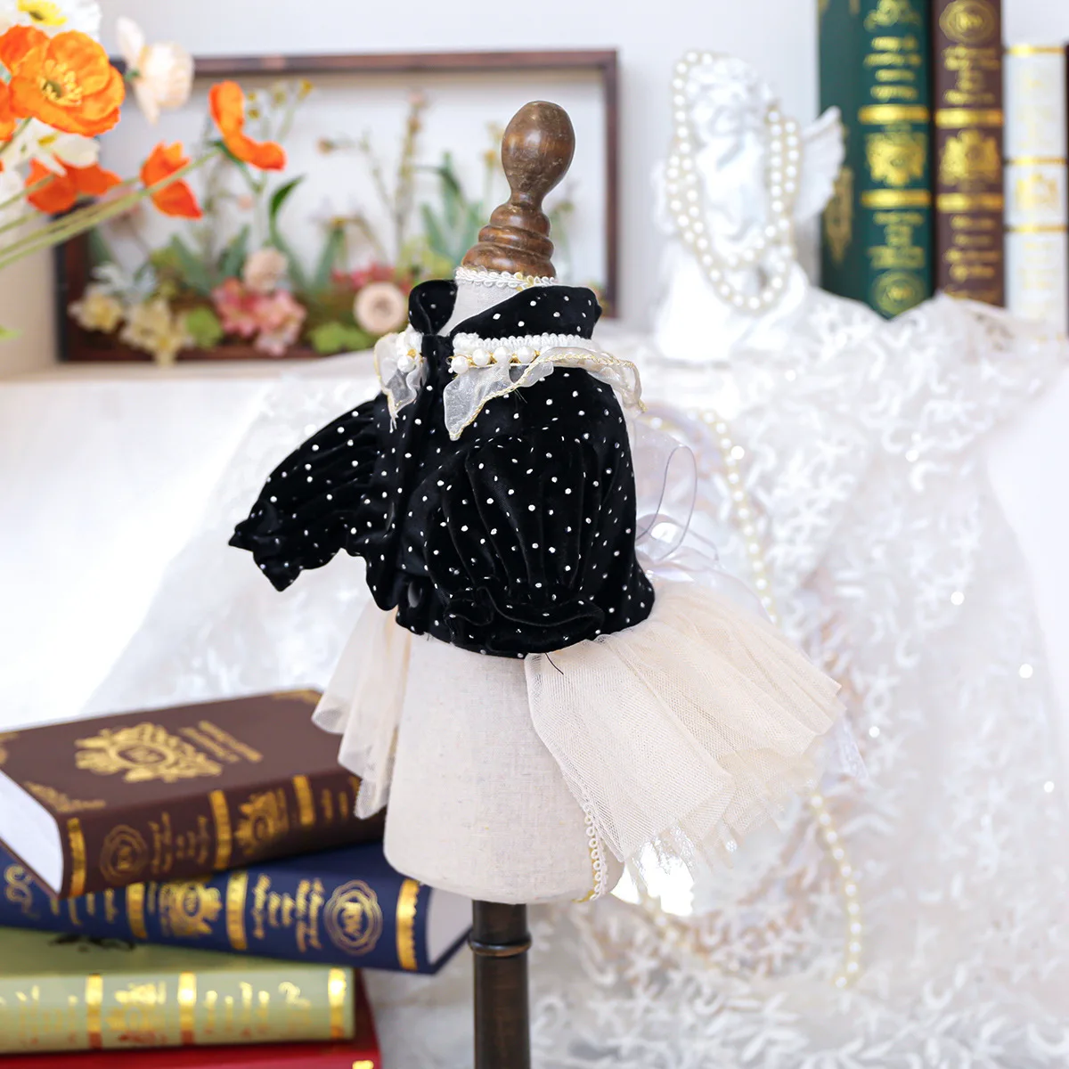 Summer Teddy Cat Splicing Mesh Bow - PeticaDeals