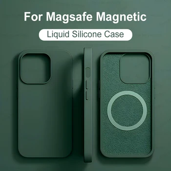 For Magsafe Wireless Charging Cases For iPhone 15 11 14 13 12 Pro Max Plus Liquid Silicone Magnetic Soft Cover Phone Accessories 1