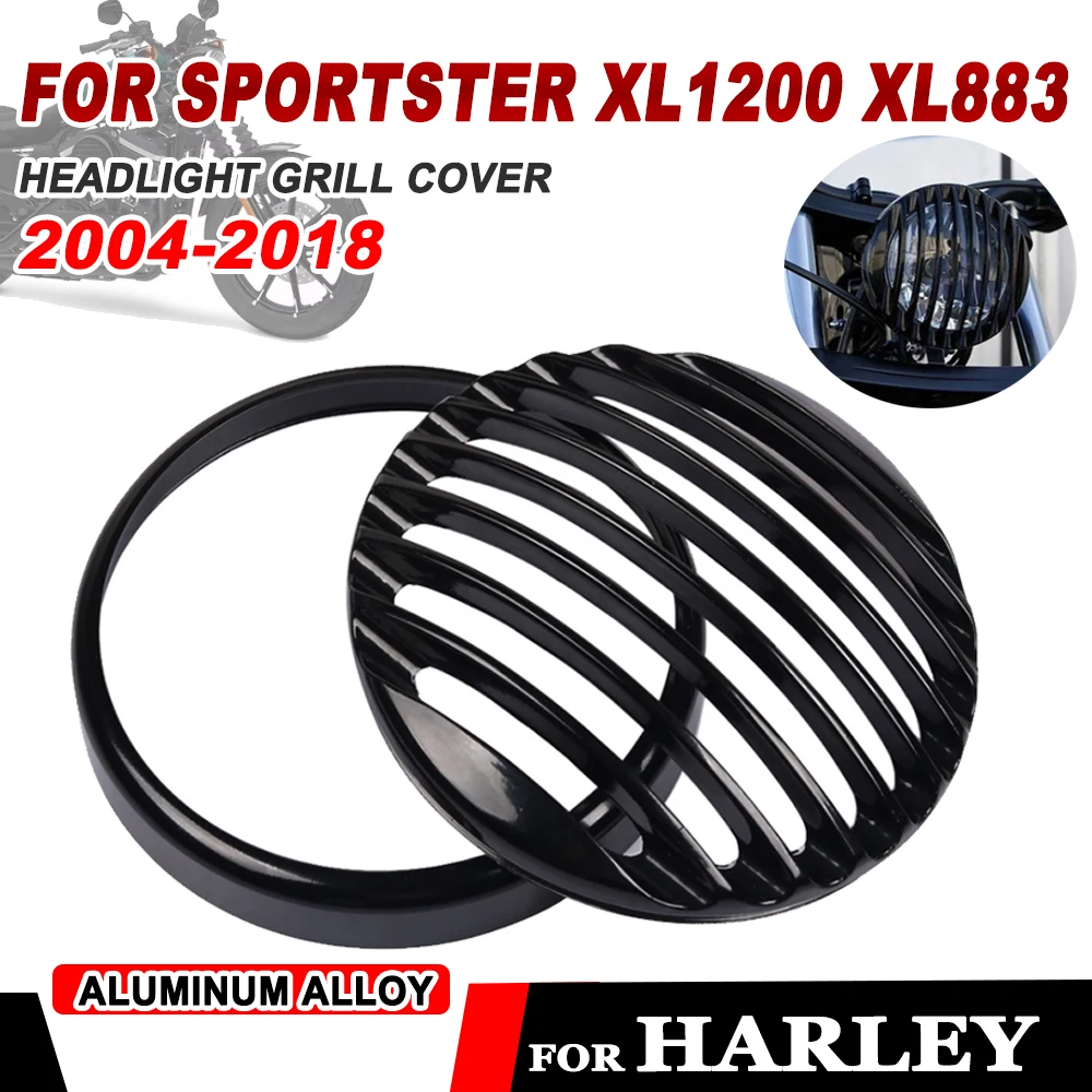 Per Harley Sportster Xl 883 Iron 1200 2004 - 2018 Custom Xl1200C Accessori Moto 5 3/4 "Cnc Led Protezione Griglia Faro