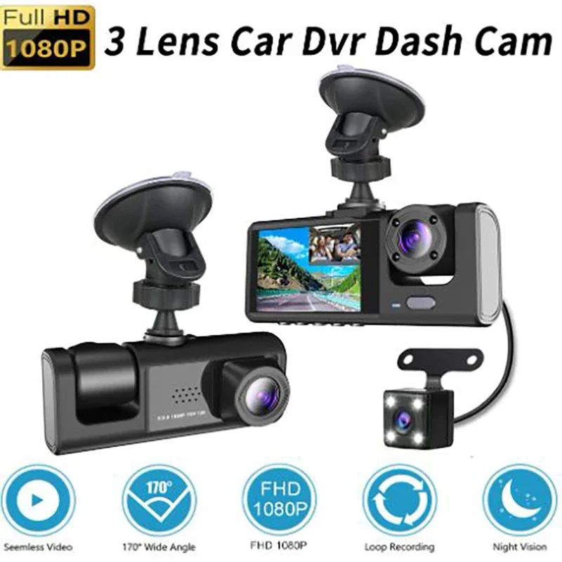 

Dash Cam for Car Camera 1080P HD Mini Dvr Front And Rear 3 Auto Dvrs Dashcam 24h Parking Monitor Kamera Samochodowa Rejestrator