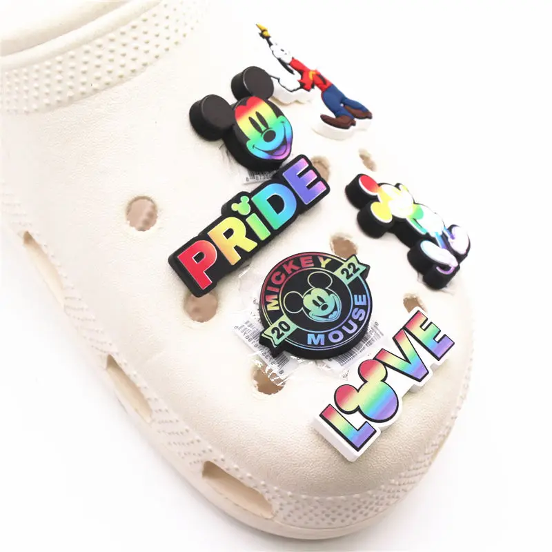 Original Cartoon PVC Shoe Charms Badge Rainbow Mickey Mouse Garden Shoes  Upper Decorations Clog Pins fit Kids Party Gifts - AliExpress