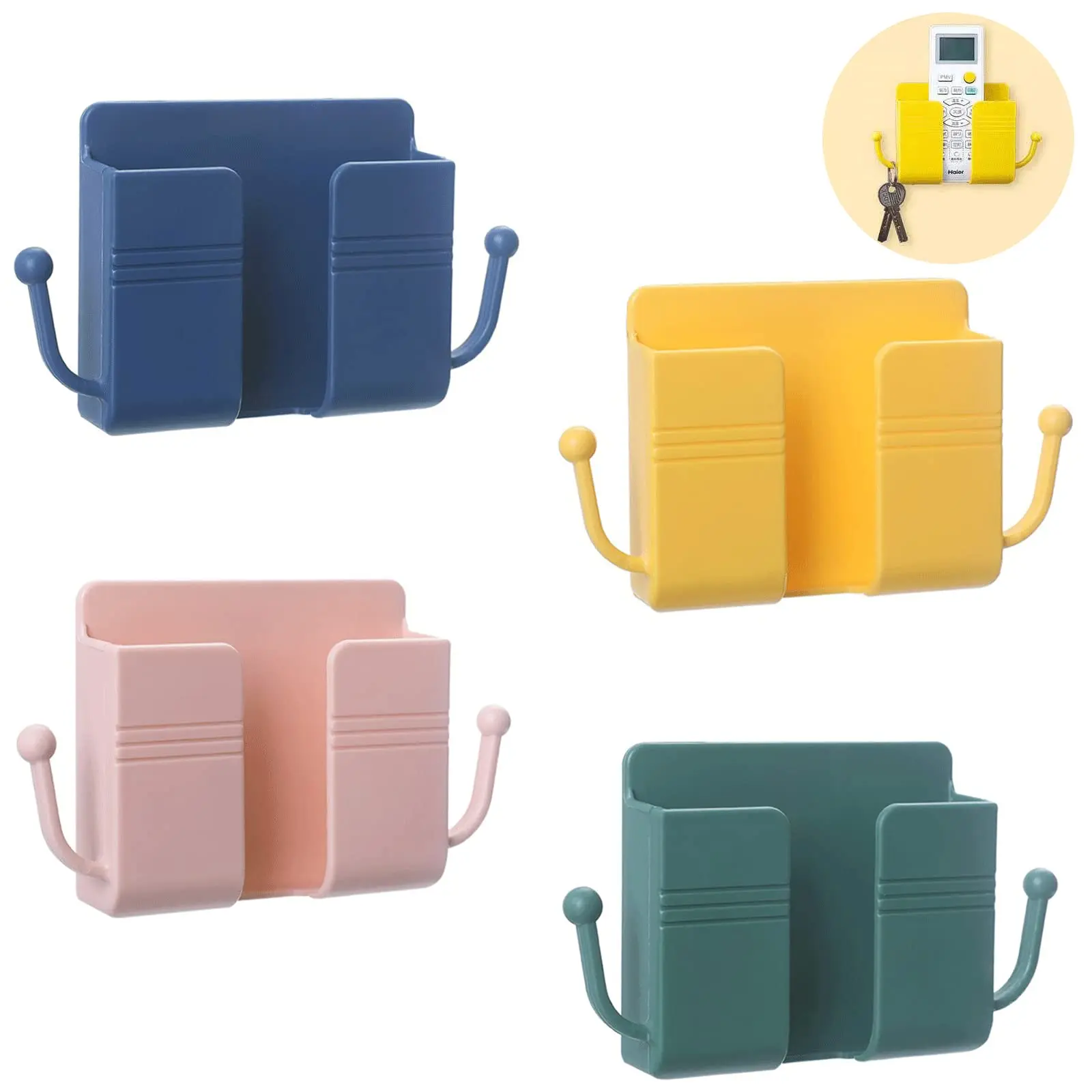 

Wall Mount Phone Holder Self-Adhesive Wall Beside Organizer Storage Box Plastic Charging Phone Stand Remote Wall-Mounted Storage