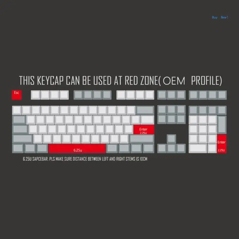 

PBT Keycaps Mechanical Keyboard Keycap 5 Sides Dye-Sublimation OEM Height for Space 6.25U Enter Spacebr Keycaps 4PCS