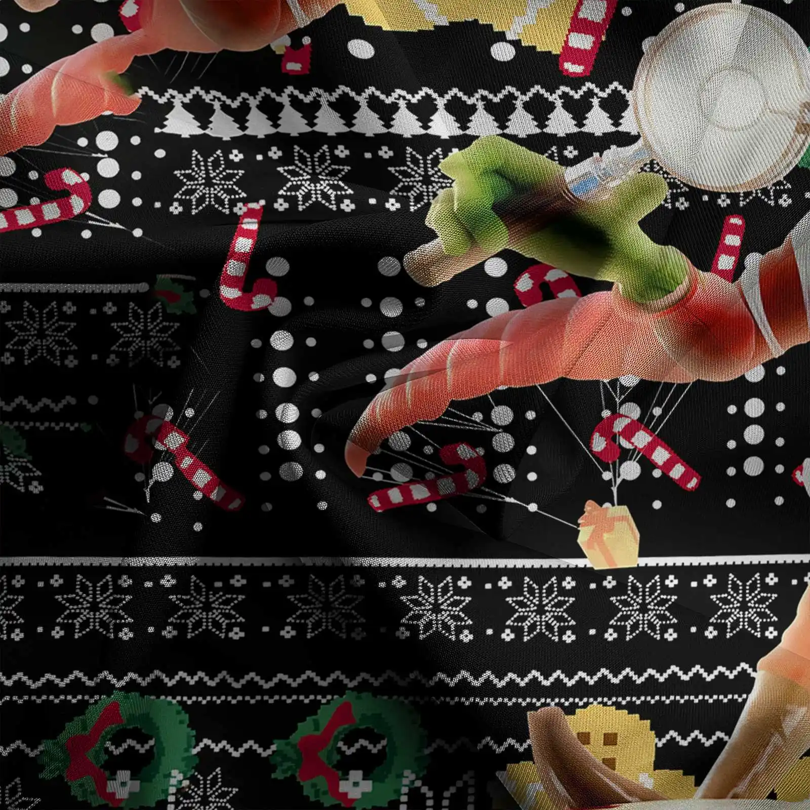 Christmas Printed Men's Shirt Set Two Piece Gingerbread Snowman_voghion.com