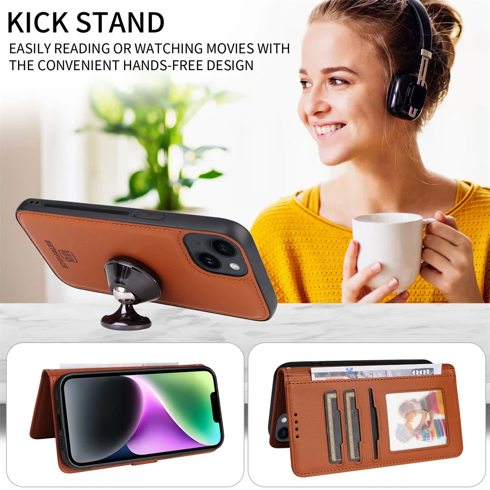 BETOPNICE 2-in-1 Detachable Magnetic Leather Wallet Case with Folio Flip and Magnet Clasp