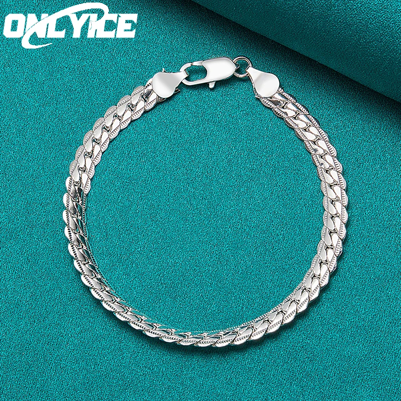 Hot New 925 Sterling Silver Bracelets For Women Men 6mm Side Chain Wedding Party Gifts High Quality Fashion Jewelry