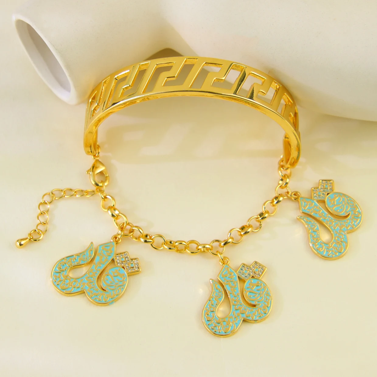 Arabische Mode-Münzen-Charm-Armband, 21 Karat vergoldet, Oman, muslimische islamische Glücksarmbänder, Dubai, Frauen, Event, Party, Alltag, Schmuck – Detail 9