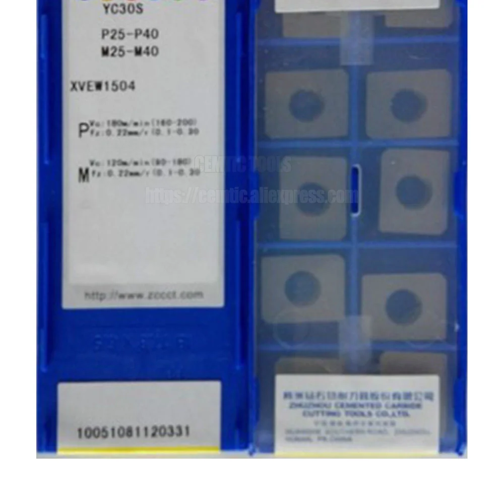 

ZCC Brand CNC Alloy Blade Milling Inserts YC30S XVEW1504