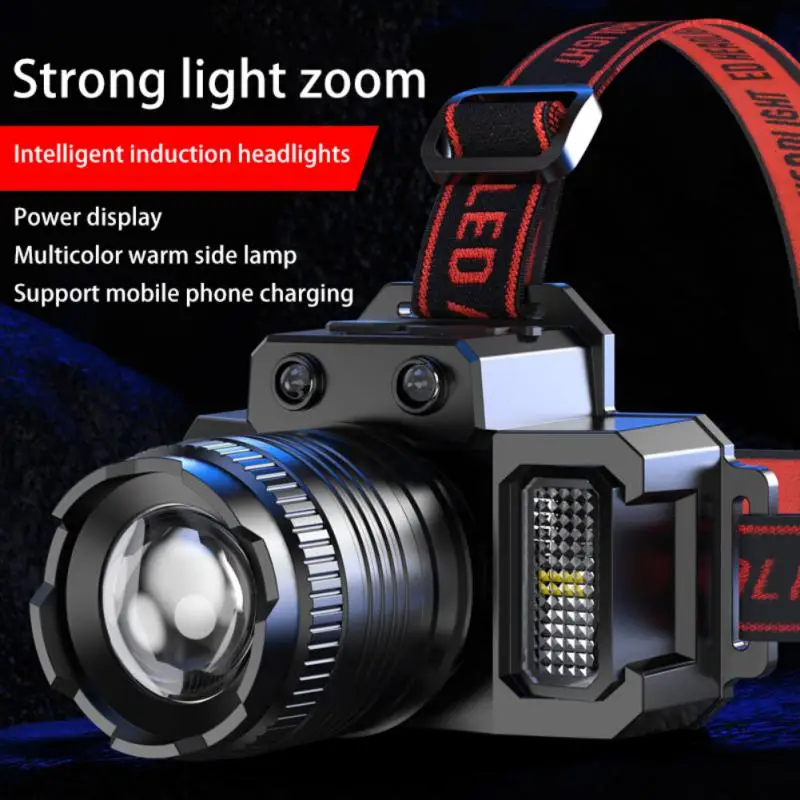 

Rechargeable Headlamp 2000mah Super Bright Light T51 Induction LED Headlight Waterproof Camping Mobile Power Bank Flashing