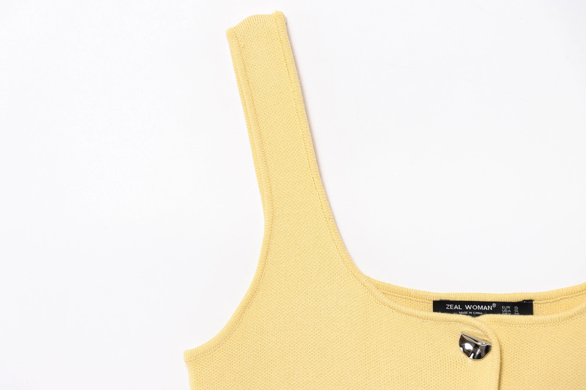 KONDALA Vintage Casual Chic Gelb Frauen Cami Tops Solide Einreiher Ärmellose Weste Mode 2025, Frühling Sommer Urlaub Tops – Detail 5