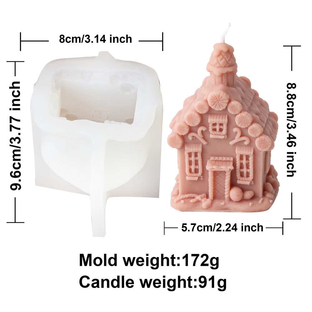 Festive 3D Christmas House Candle Silicone Mold - Creative Cabin Aromatherapy Mould for Holiday Decor and Gifts