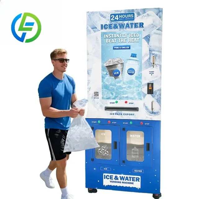Distributeur de glaçons mobile personnalisable avec sac, machine à glaçons commerciale extérieure pour eau purifiée, à vendre 1