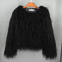 New Autumn Winter Warm Women Faux Fur Coat Loose Black White Pink Plush Coat Female Fur Jacket 1