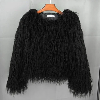 New Autumn Winter Warm Women Faux Fur Coat Loose Black White Pink Plush Coat Female Fur Jacket 1