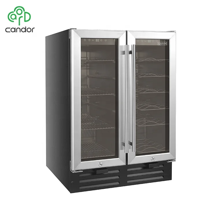 36-Bottle Compressor Dual Zone Wine Beverage Cooler Electric Built-in Installation Outdoor Household Hotel Use