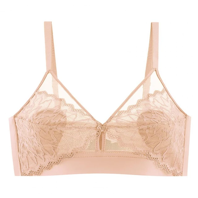 Lace Mesh Triangle Bralettes with Thin Removeable Pads Spaghetti