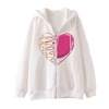 Hoodies Coat Womens Fun Skeleton Butterfly Patchwork Zip Up Hooded Jacket Loose Comfy Oversized Sweatshirt Girls Long Sleeve Top 3