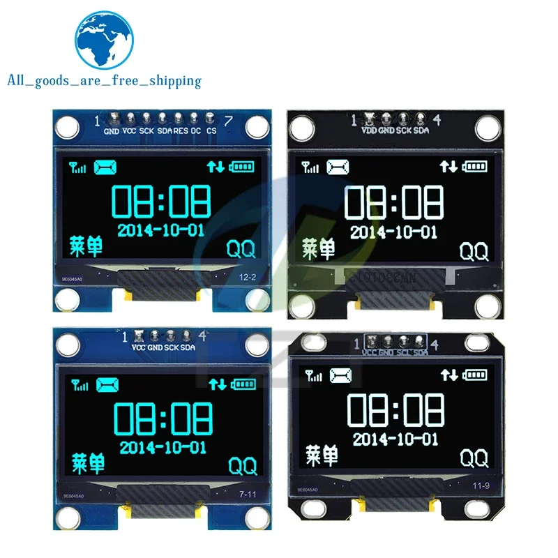 

Модуль органического светодиода TZT, 1,3 дюйма, SPI/IIC I2C, для связи, белый/синий цвет, 1,3x64, 1,3 дюйма, органический светодиодный ЖК-дисплей, модуль органического светодиода дюйма