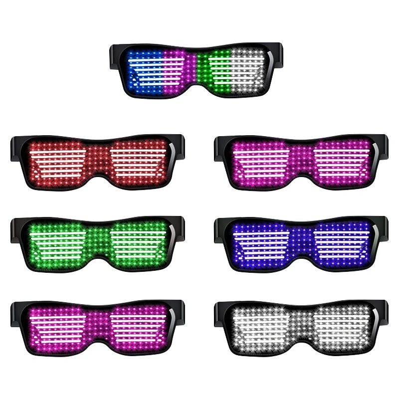 Blue ZKZY DIY Edit LED Light up Glasses,Adjustable Dynamic Patterns,USB RechargeableGlowing Glasses for Party Bars Birthday Halloween Carnival 