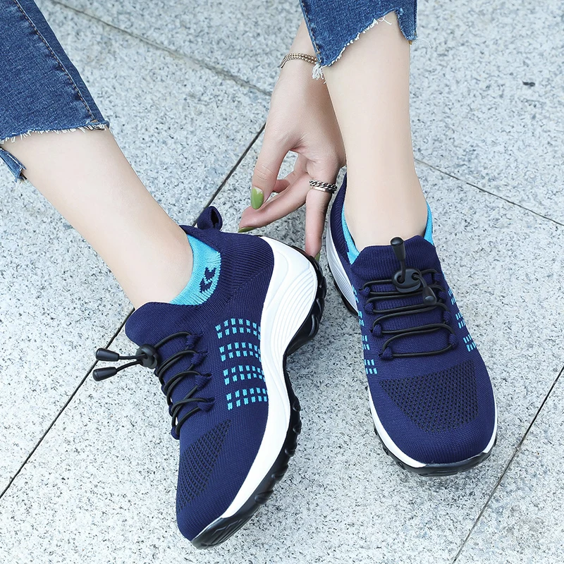 35-42 Platform Women's Running Shoes Breathable Women Sneakers Outdoor Female Casual Shoes Elastic Band Vulcanized