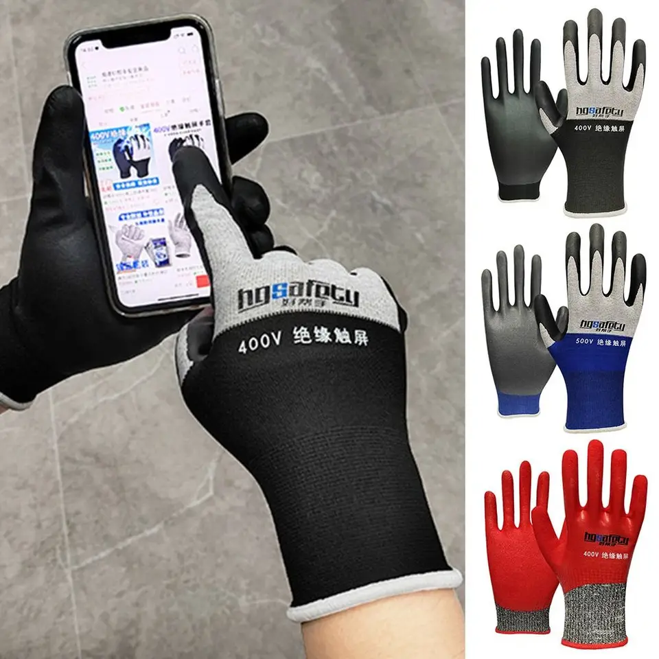 Gants D'Isolation Électrique, Antidérapants Ignifuges Ultra Fins Protecteurs 400v Gants De Travail Pour Lectricien Pour Installation D Appareils