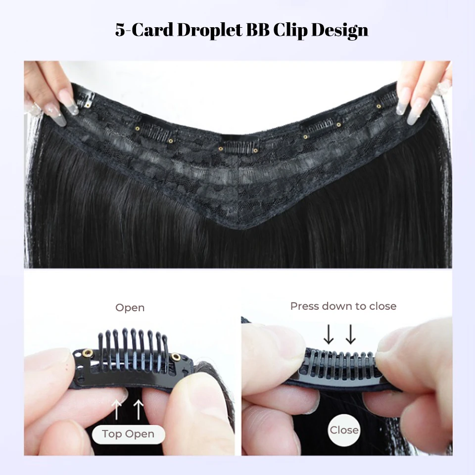 Synthetic Brown Black Curly U Shaped Half Head Wig for Women