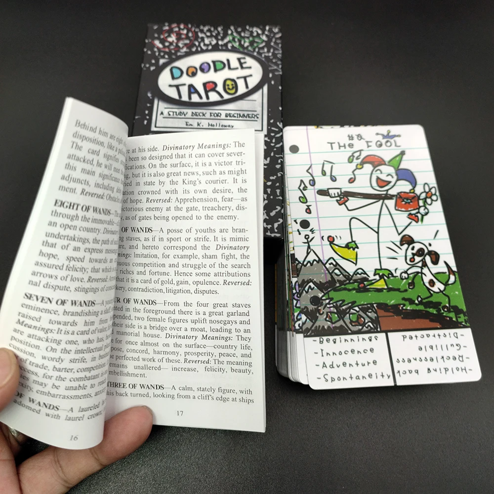 12CMx7CM Doodle Tarot  keyword deck designed with novice and beginners in mind Keyword Tarot Deck, Learning Tarot 6
