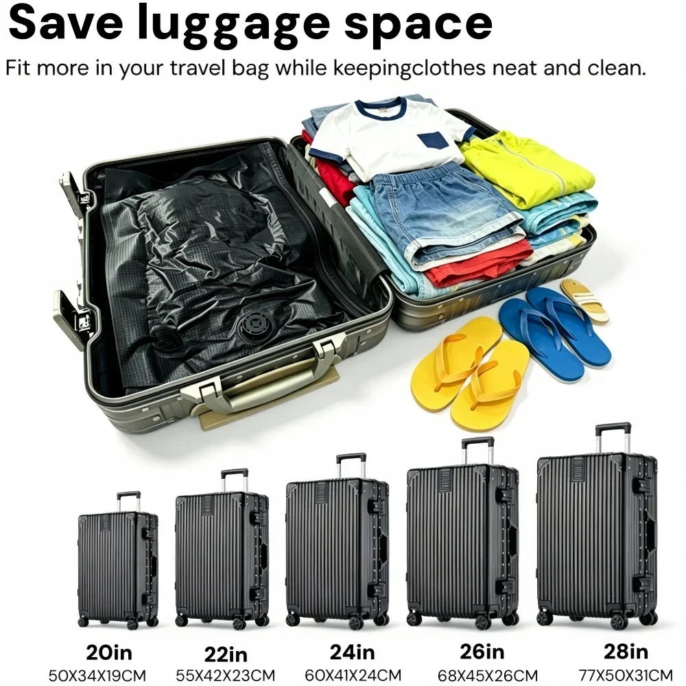 Space-Saving Travel Compression and Storage Bags - Airtight, Waterproof, Roll-Up Luggage Organizer