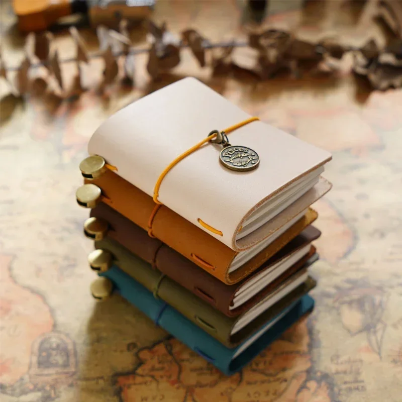 Fromthenon Traveler's Notebook Mini Loose-leaf Notebook Top Layer Leather Pocket Planner Notebooks for Students Stationery 2