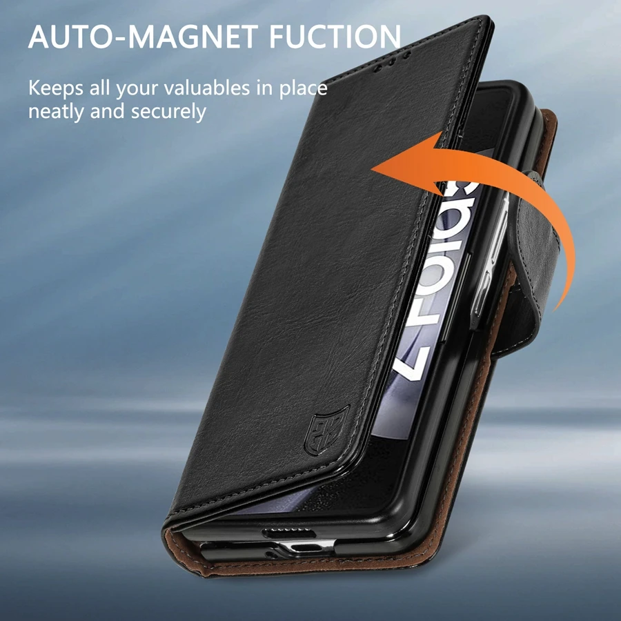 Luxury Wallet Card Holder Strong Magnetism Flip Leather Case For Samsung Galaxy Z Fold5 Z Flip5 Anti-drop Cover Z Fold 5 Flip 5