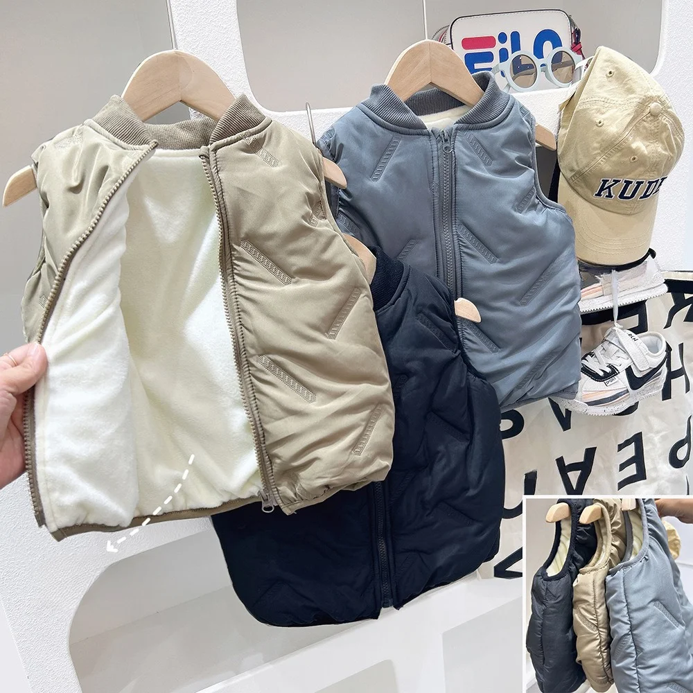 Children's Vest Autumn and Winter New Thickened Outer Wear Super Soft Vest Foreign Style Boy Baby Liner